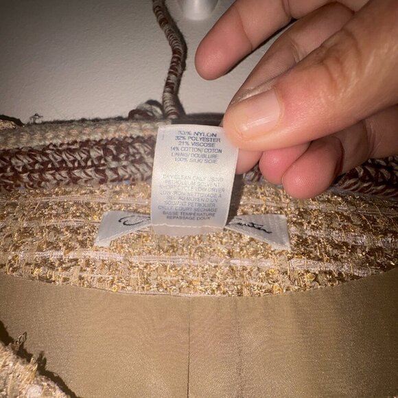 Oscar de la Renta Metallic Tweed Zip Long Coat Made in USA Elegant Chic size 10 - Picture 6 of 16